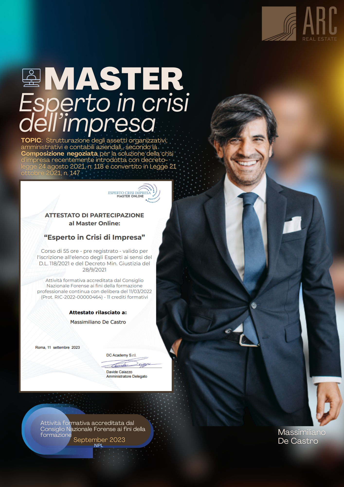A Master in "Expert in Business Crisis" for our chairman Massimiliano De Castro   